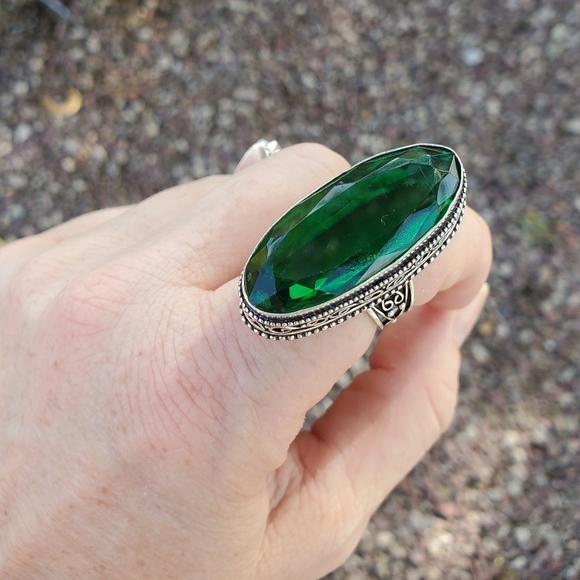New Oversized Chrome Diopside 925 Silver Statement Ring. - Picture 6 of 12